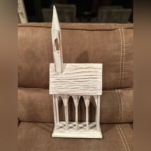 Whitewashed Wooden Chapel Church Steeple Card Holder